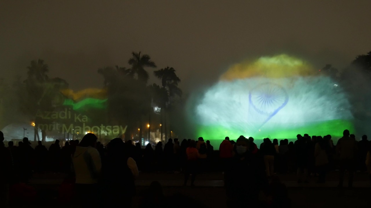 Embassy of India, Lima participated in the #HarGharTiranga campaign with the projection of the Indian National Flag at the iconic Circuito Magico del Agua, in Lima, Peru